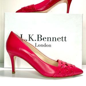 Bright Pink Waeve Cut out Leather Mid Heels Classy Elegant Day Night